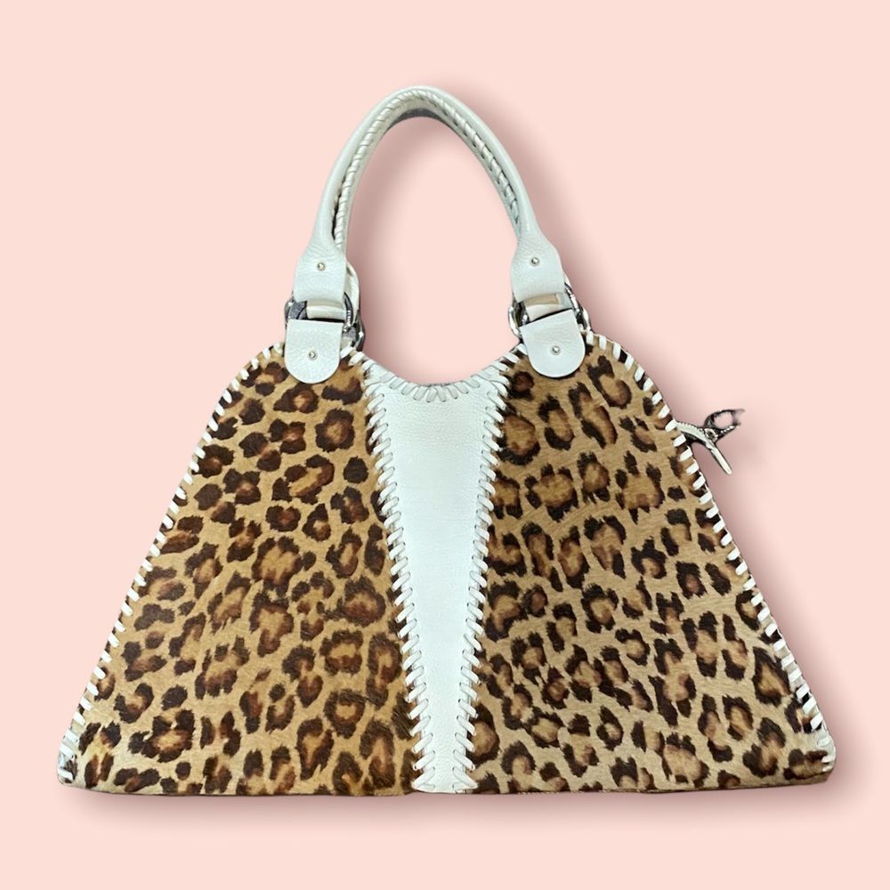 Fendi Vintage Authentic Brown Diavolo Trapezio Pony Hair Handbag Italy